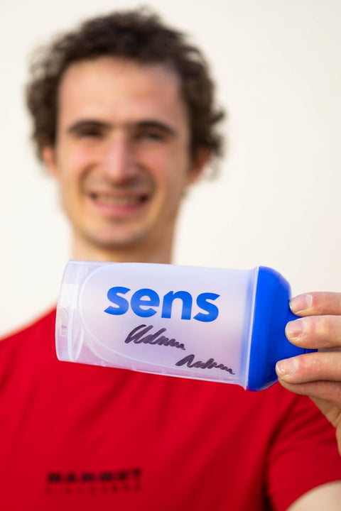Adam Ondra climbing with Sens, photo by Pavel Klement